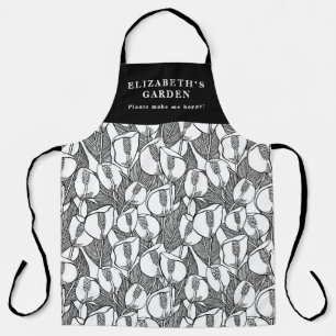 Custom Black and White Peace Lilie Muster Schürze