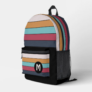 Custom Black Aqua Dark Blue Pink Gelbe Streifen Bedruckter Rucksack