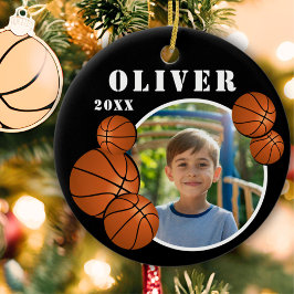 Custom Black Basketball Ball Sports Foto Keramik Ornament
