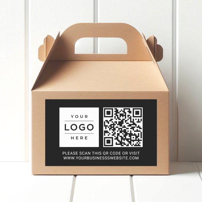 Custom Black Business Logo QR Code Rechteckiger Aufkleber (Von Creator hochgeladen)