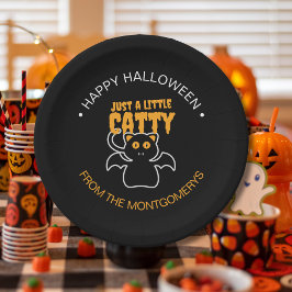 Custom Black Cat Bat Funny Quote Halloween-Party Pappteller