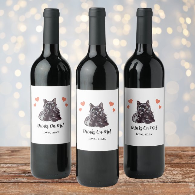 Custom Black Cat I do to Wedding Wine Label Weinetikett (Von Creator hochgeladen)