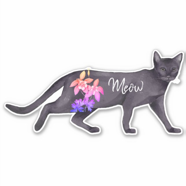 Custom Black Cat Pink Custom Cut Vinyl Sticker (Vorderseite)