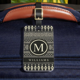 Custom Black Creme White Gray Aztec Muster Gepäckanhänger