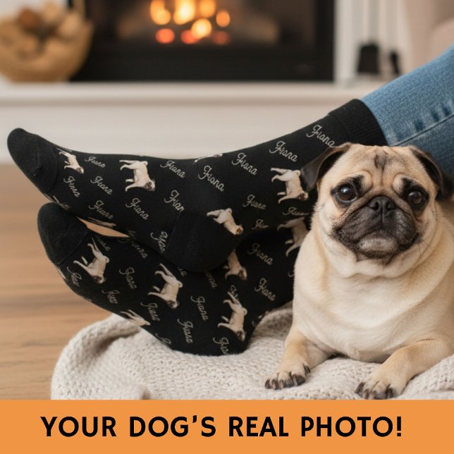 Custom Black Dog Photo Socks Socken (Von Creator hochgeladen)