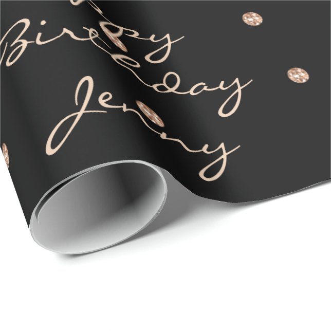 Custom Black Dots Rose Goldenes Kristall Swarovski Geschenkpapier (Rolleneckpunkt)