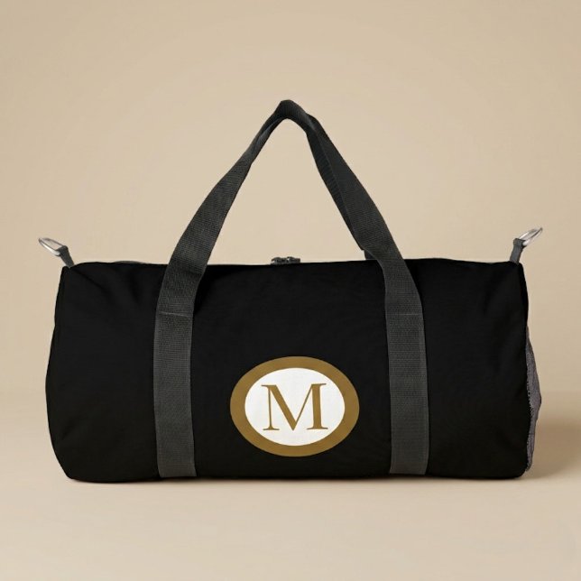 Custom Black & Gold Center Seal Monogram Duffle Bag (Von Creator hochgeladen)