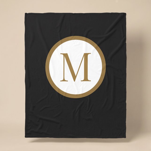 Custom Black & Gold Center Seal Monogram Fleecedecke (Von Creator hochgeladen)