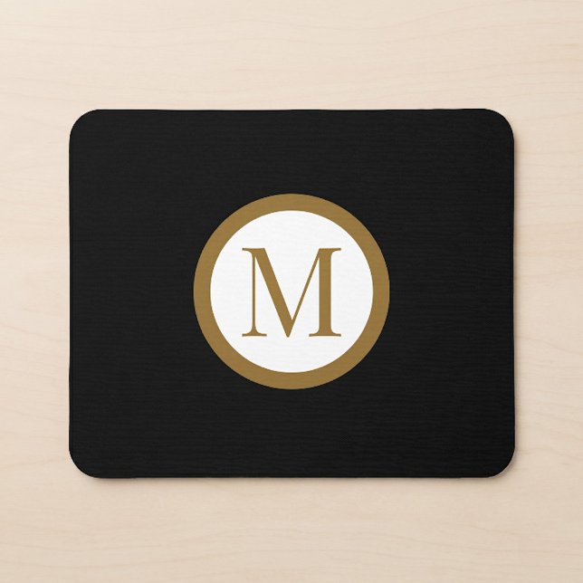 Custom Black & Gold Center Seal Monogram Mousepad (Von Creator hochgeladen)