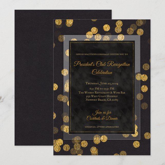 *CUSTOM_Black Gold Confetti Celebration Party Save The Date (Vorne/Hinten)