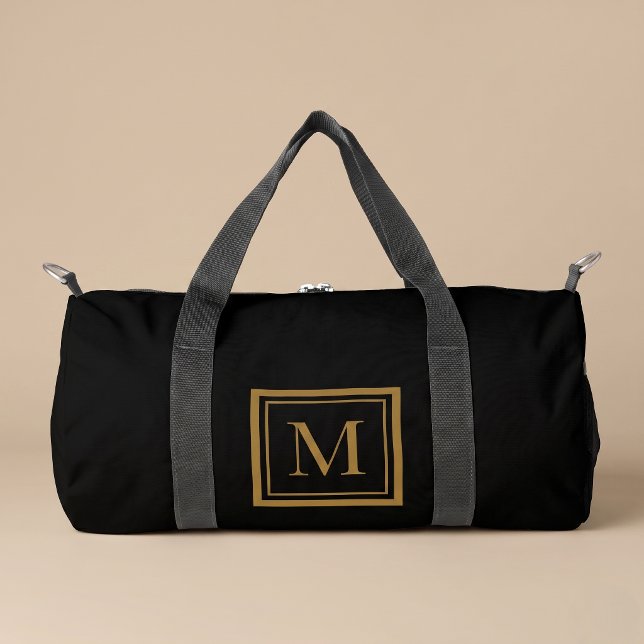 Custom Black & Gold Framed Monogram Duffle Bag (Von Creator hochgeladen)