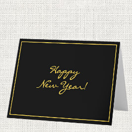 Custom Black & Gold Happy New Year Feiertagskarte