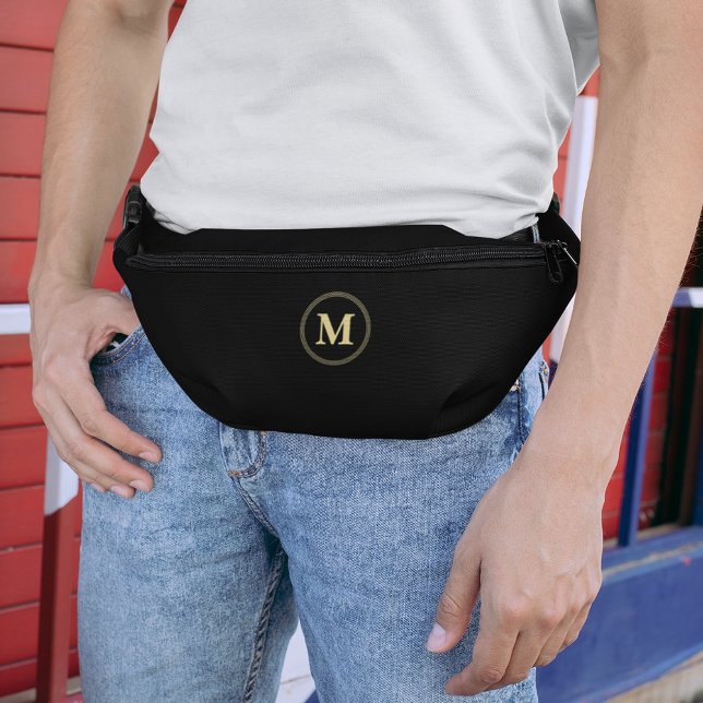 Custom Black Gold Mit Monogramm Coole Waste Crossb Bauchtasche (Custom Black Gold Monogrammed Cool Waist Crossbody Fanny Pack)