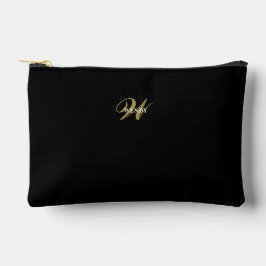 Custom Black Gold Monogram Minimalist Makeup  Zubehörtasche