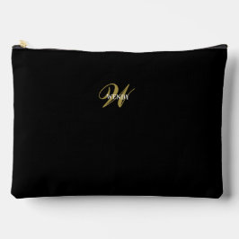 Custom Black Gold Monogram Minimalist Makeup  Zubehörtasche