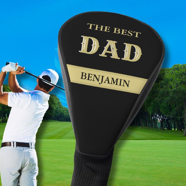 Custom Black Gold Personalized BEST DAD Name Golf Headcover (Von Creator hochgeladen)