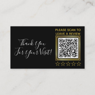 Custom Black Gold QR Code Business Google Review Begleitkarte