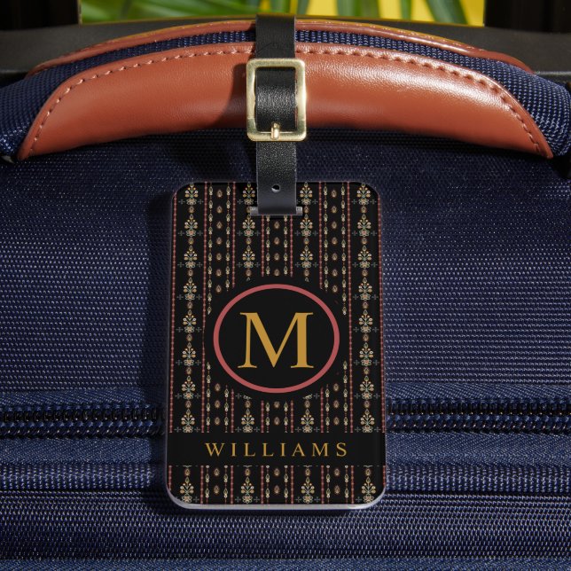 Custom Black Gold Red Aztec Muster Gepäckanhänger (Vorderseite Insitu 2)