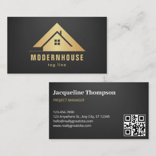 Custom Black + Gold Zuhause Gebäude Construction L Visitenkarte