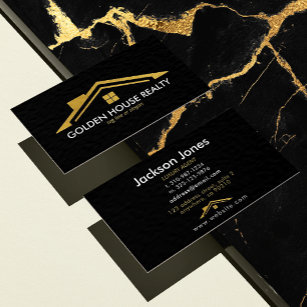 Custom Black + Gold Zuhause Realtors Luxus Moderne Visitenkarte