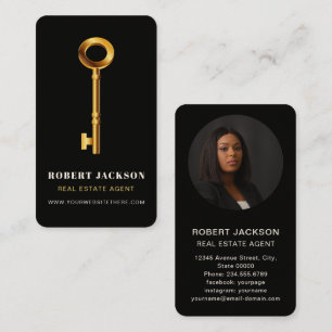 Custom Black + Golden Key Realtors Luxus Moderne Visitenkarte