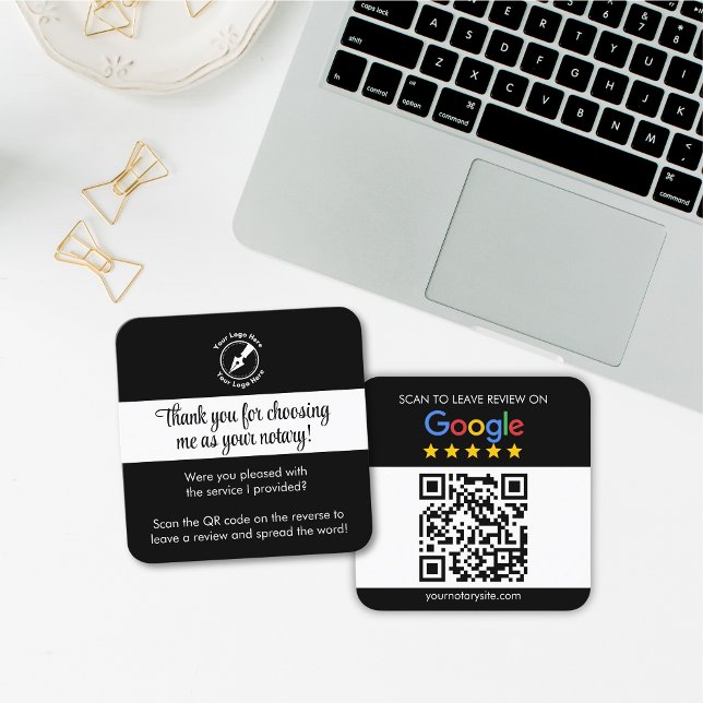 Custom Black Google Review QR Code Dank Notar Quadratische Visitenkarte (Von Creator hochgeladen)