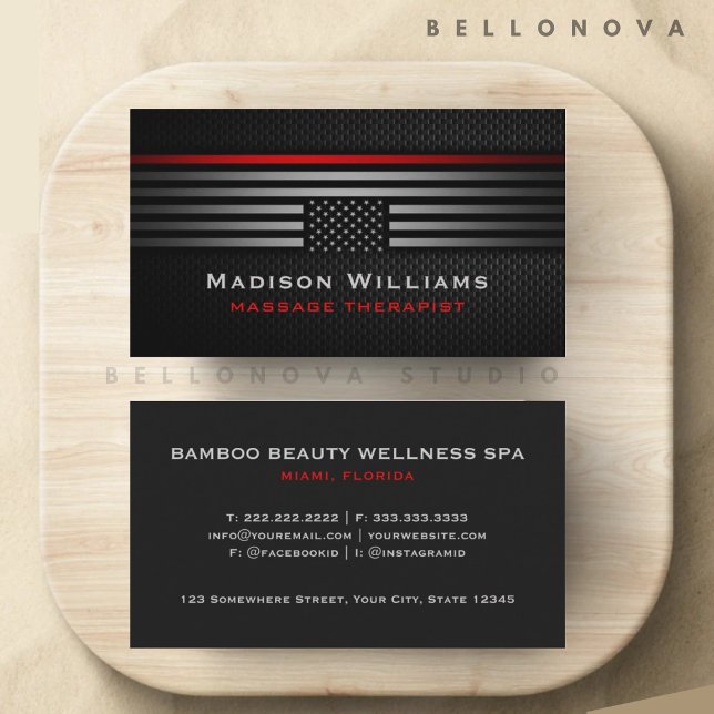 Custom Black Gray Red The USA America Flag Premium Visitenkarte (Custom Black Grey Red The USA America Flag Premium Business Card)