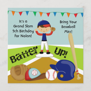 Custom Black Hair Boy Baseball Geburtstag Einladun Einladung