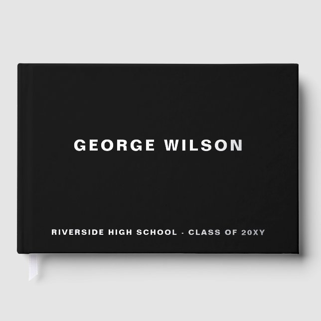 Custom Black High School Grad Party Abschluss Gästebuch (Vorderseite)