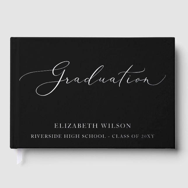 Custom Black High School Grad Party Abschluss Gästebuch (Vorderseite)