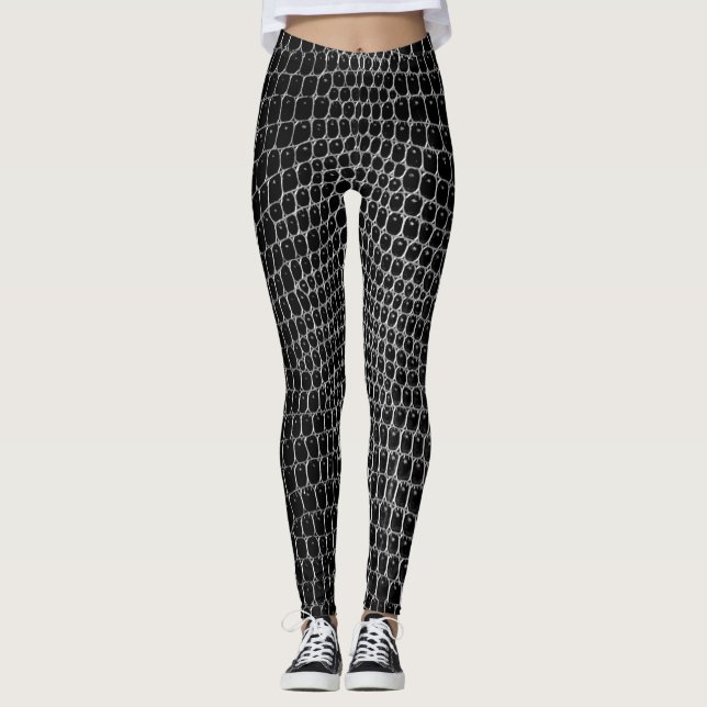 Custom Black Imitats Crocodile Skin Leggings (Vorderseite)
