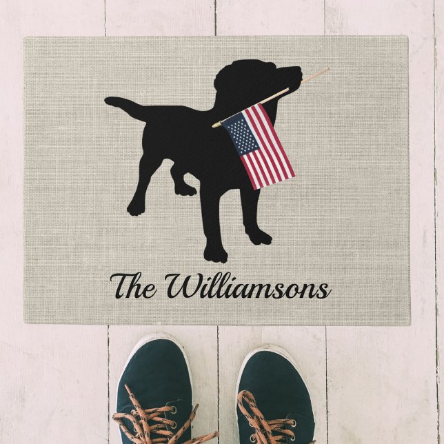 Custom Black Lab Dog USA Flag Willkommen Türöffnun Fußmatte (Von Creator hochgeladen)