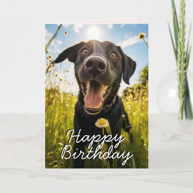 Custom Black Labrador Happy Birthday Card Dankeskarte (Vorderseite)