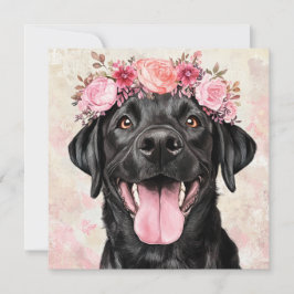 Custom Black Labrador Hund Pink Floral Gruß Karte