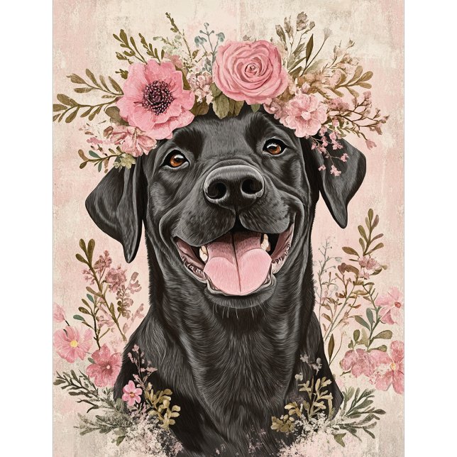 Custom Black Labrador Pink Bläsergrüßen Karte (Von Creator hochgeladen)
