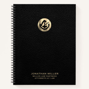 Custom Black Leather Print mit goldenem Legalzeich Notizbuch