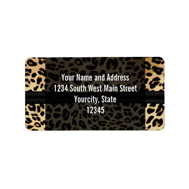 Custom Black Leopard Ribbon Jewel Girl Abschluss Adressaufkleber (Vorne)