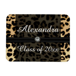 Custom Black Leopard Ribbon Jewel Girl Abschluss Magnet