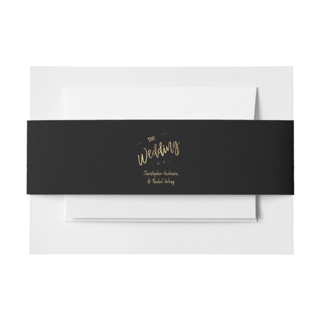 Custom Black Minimalistisch Script Gold Wedding Einladungsbanderole (Vorderseite Beispiel)