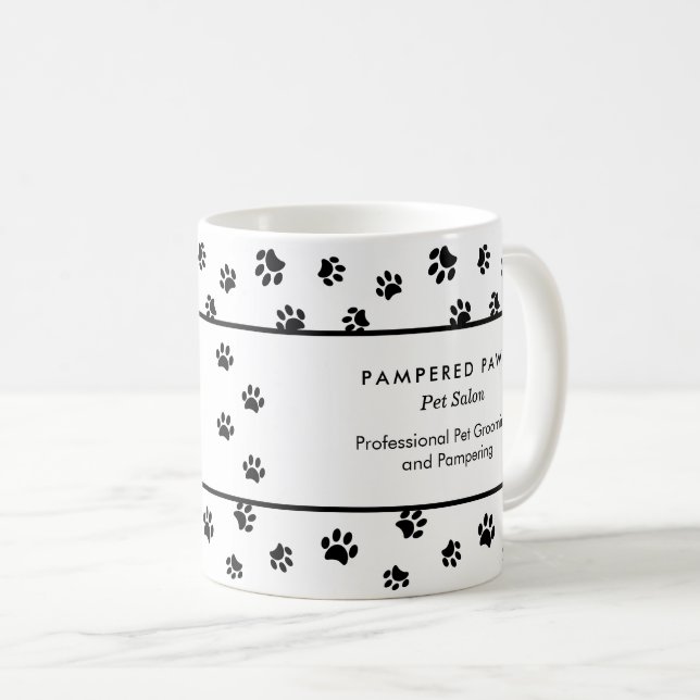 Custom Black Paw druckt Beruflich Pet Salon Kaffeetasse (VorderseiteRechts)