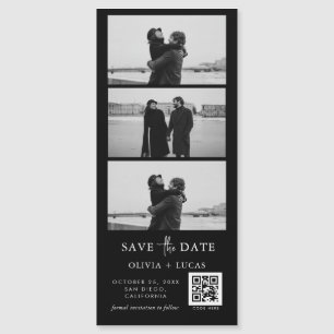 Custom Black QR Code Foto Strip Magnetic Wedding Magnetkarte