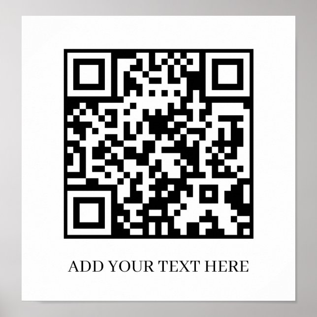 Custom Black QR Code | Minimalist Text Display Poster (Vorne)