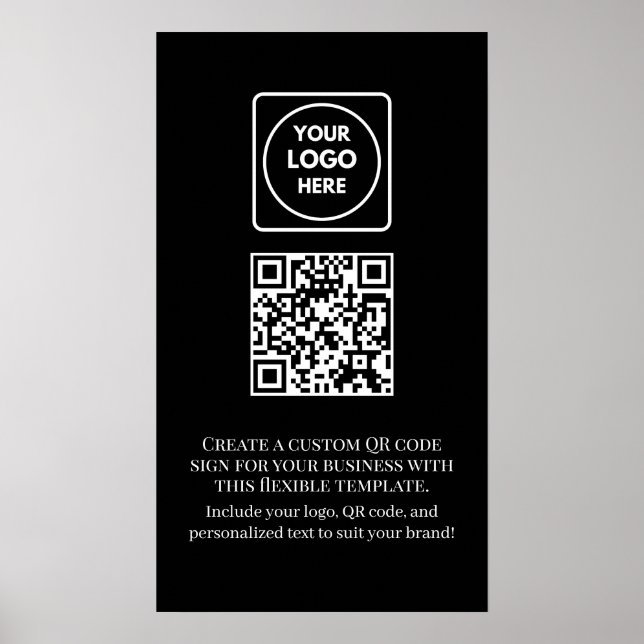Custom Black QR Code | Professional Business  Poster (Vorne)