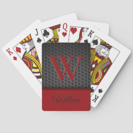 Custom Black Red Imitats Leather Mit Monogramm Ini Spielkarten