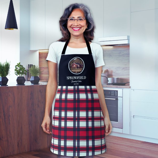 Custom Black Red Kariert Farm Style Schürze (Von Creator hochgeladen)