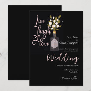 Custom Black Romantic Floral Wedding Card mit/ Quo Einladung