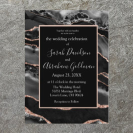 Custom Black Rose Gold Foil Agate Hochzeit Einladung