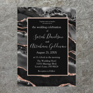 Custom Black Rose Gold Foil Agate Hochzeit Einladung