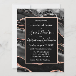 Custom Black Rose Gold Foil Agate Hochzeit Einladung