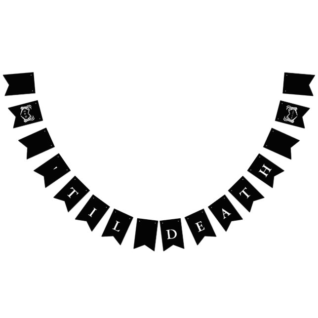 Custom Black Skeleton Decoration Til Death Wedding Wimpelkette (Alle)